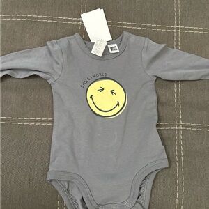 H&M Gray Bodysuit with Yellow Smiley